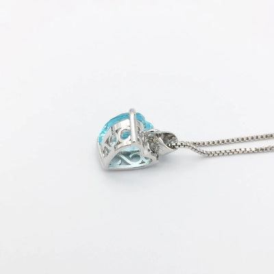 925 Silver Heart-Shaped Sapphire Pendant Necklace
