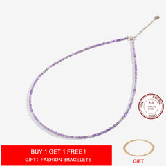 Natural Stone Necklace Spinel/Lapis Lazul/Amazonite/Amethy/Tourmaline/Amethyst  Ketting 2MM Silver 925 Jewelry for Collier Femme