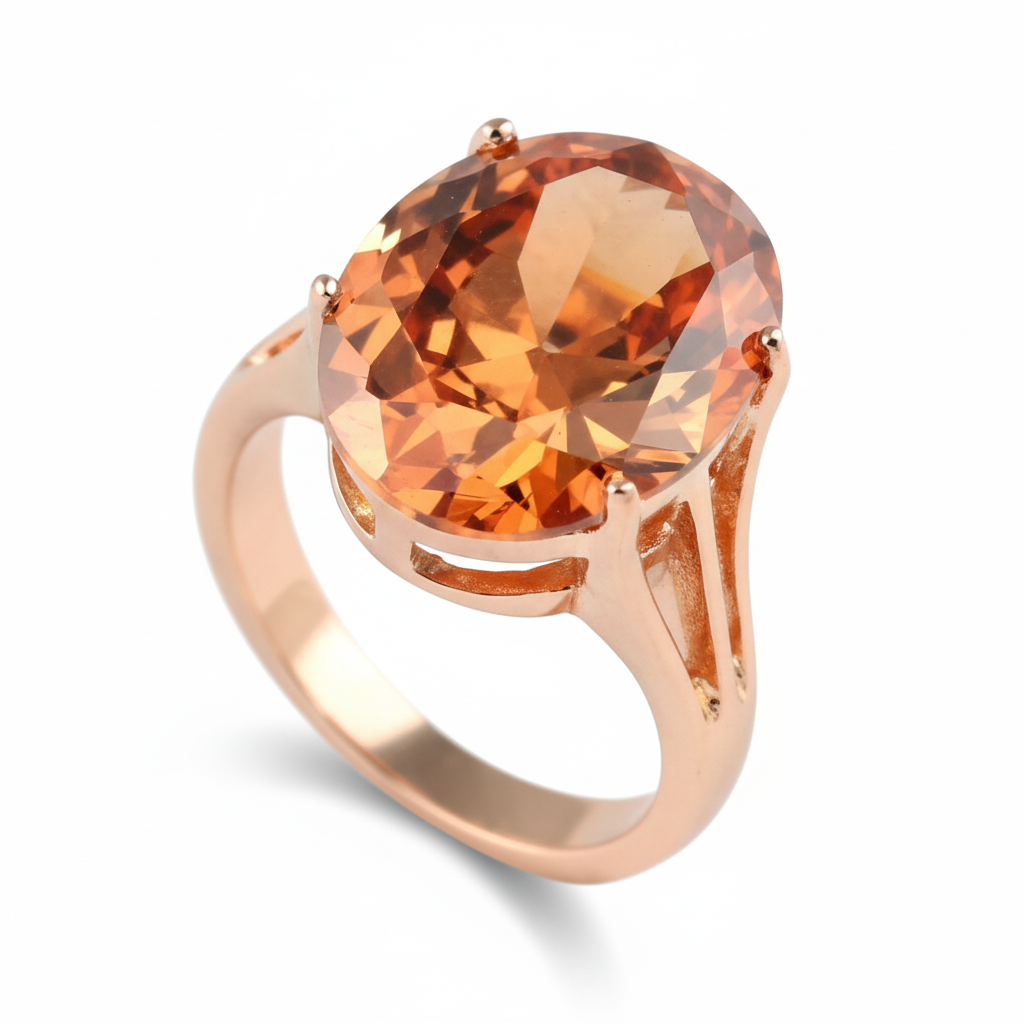 Three-Dimensional Oversized Oval Citrine Ring