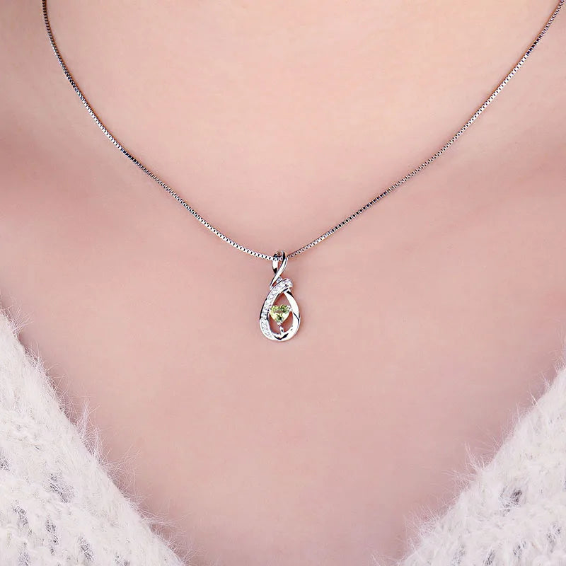 Infinity Love Genuine Peridot 925 Sterling Silver Pendant