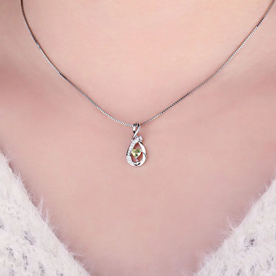 Infinity Love Genuine Peridot 925 Sterling Silver Pendant