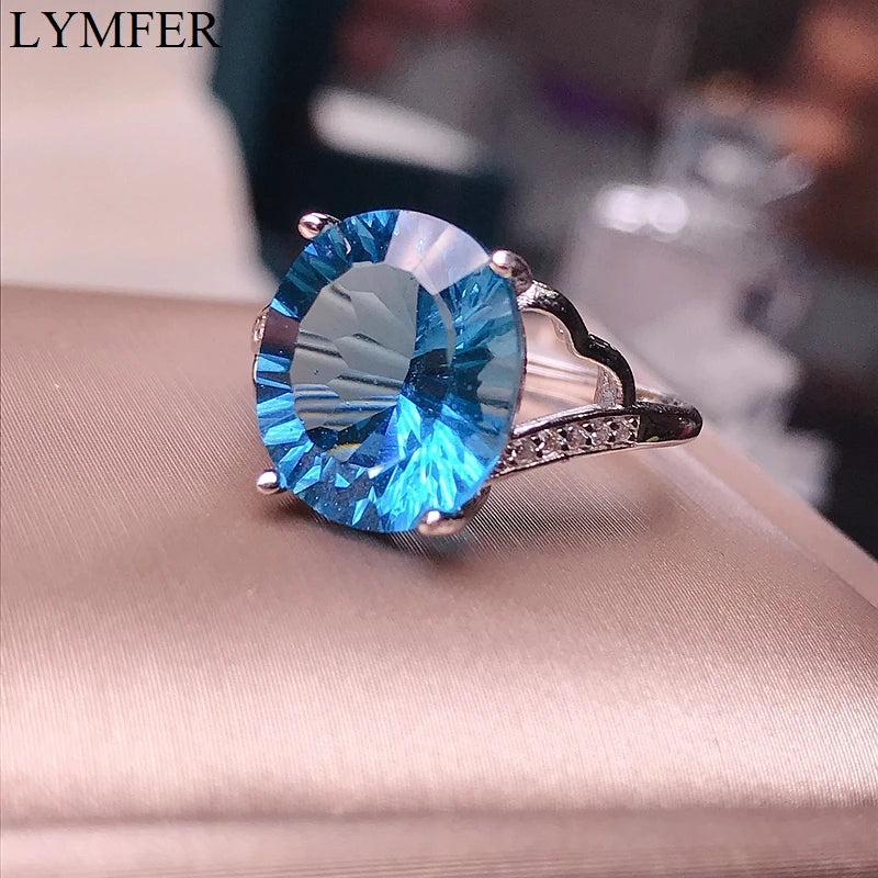 Natural Topaz women's ring London Blue Women's 5 carat 925 Sterling Silver