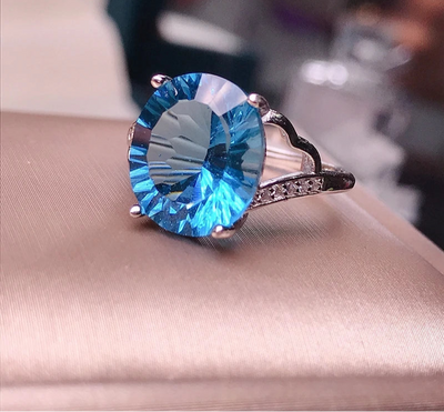 Natural Topaz women's ring London Blue Women's 5 carat 925 Sterling Silver