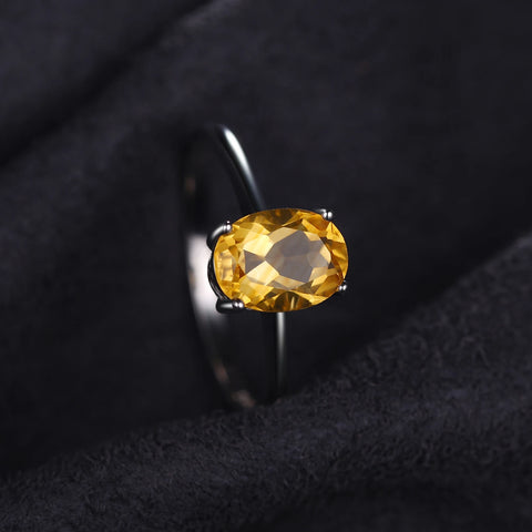 Oval Yellow Citrine Sterling Silver Ring