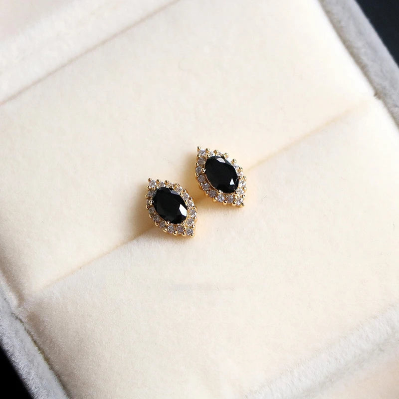WOOZU 14k Gold Plated Real 925 Sterling Silver Luxury Ruby Zircon Stud Earrings For Women Party Korean GirlFriend Jewelry Gift