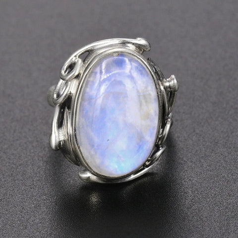 Natural Moonstone 925 Sterling Silver Ring