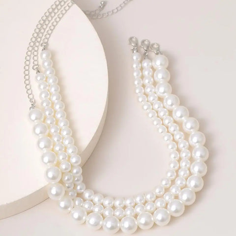 3-Piece Boho Multilayered Imitation Pearl Choker Set