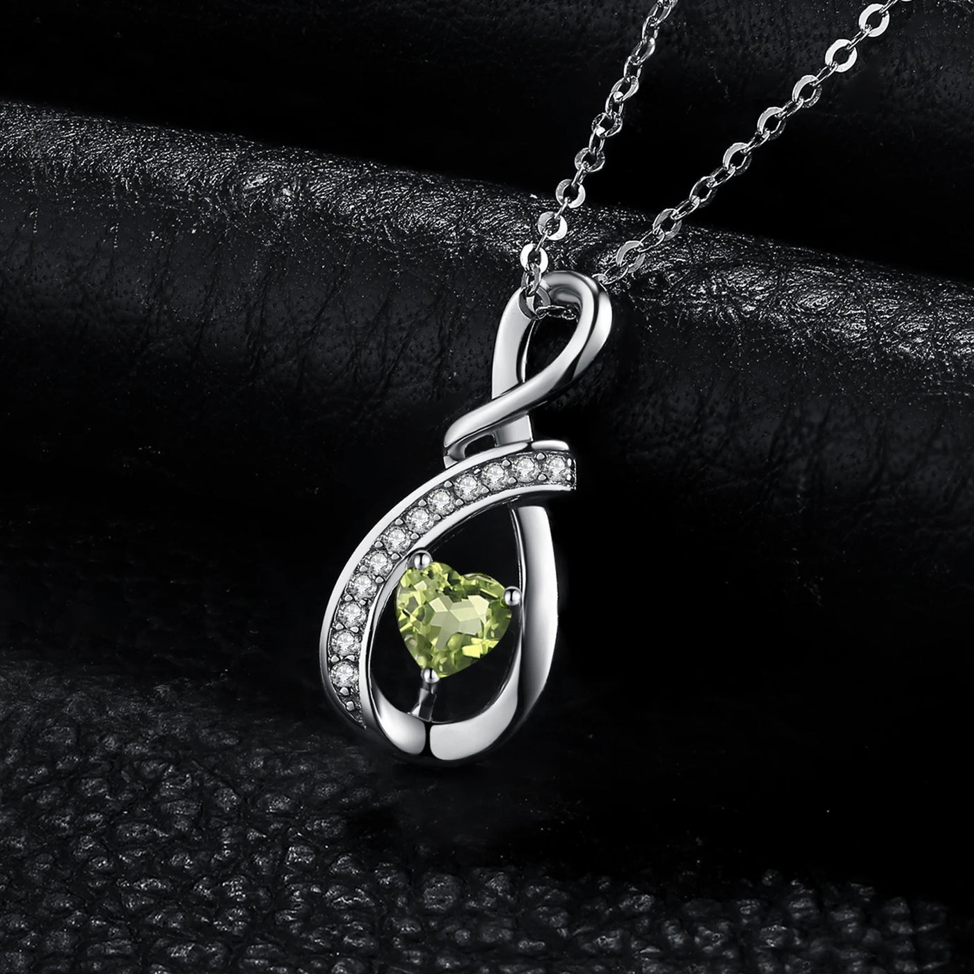 Infinity Love Genuine Peridot 925 Sterling Silver Pendant