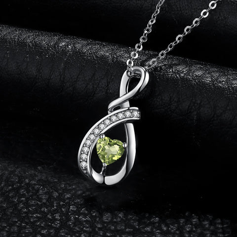 Infinity Love Genuine Peridot 925 Sterling Silver Pendant