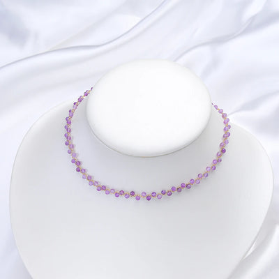 Gold-Tone Amethyst Station Necklace with Extender