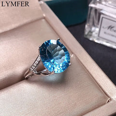 Natural Topaz women's ring London Blue Women's 5 carat 925 Sterling Silver