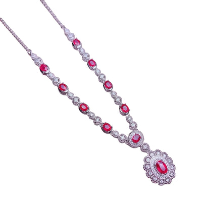 925 Silver Nutural Ruby Pendant Necklace Luxury High End Jewelry Designers Romantic Valentine Gifts Embellished with Diamond
