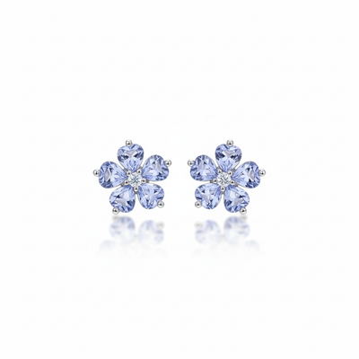 Full Diamond Plum Blossom Birthstone Earrings