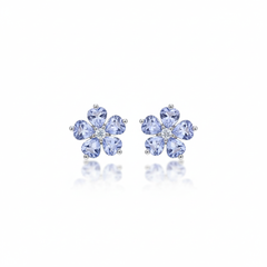Full Diamond Plum Blossom Birthstone Earrings