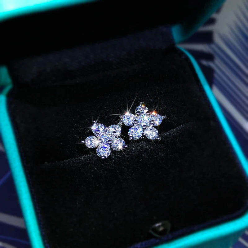 Full Diamond Plum Blossom Birthstone Earrings