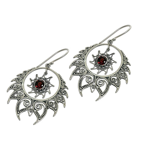 925 Silver Garnet Drop Earrings
