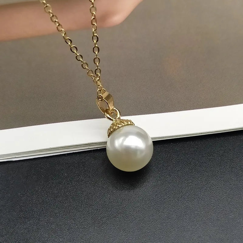 Summer Shell Imitation Pearl Pendant Necklace