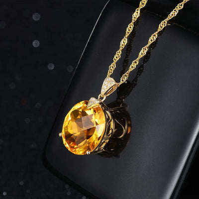 Luxury Silver S925 Pendant Necklace For Women Fine Jewelry Yellow Citrine Chain Wedding Engagement Party Valentine gift