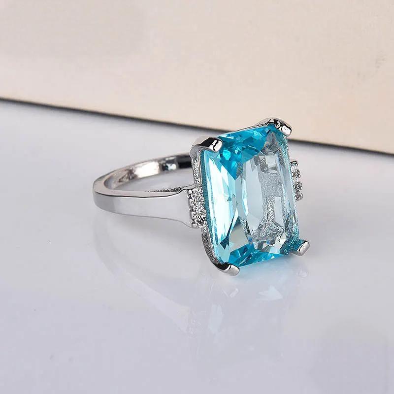 ZDADAN 925 Sterling Silver Charm Topaz Ring For Women Luxury Wedding Jewelry Party Gift