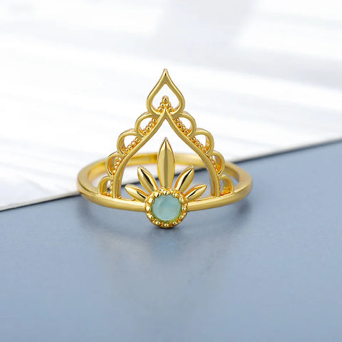 Delicate Crown Blue Opal Ring