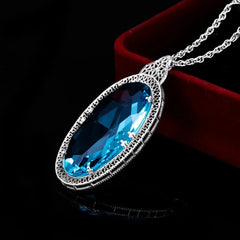 Vintage Oval Aquamarine Pendant Necklace