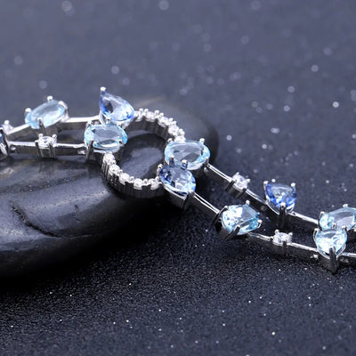 GEM'S BALLET 925 Sterling Silver Multicolor Natural Sky Blue Topaz Mystic Quartz Bracelets Bangles for Women Party Fine Jewelry