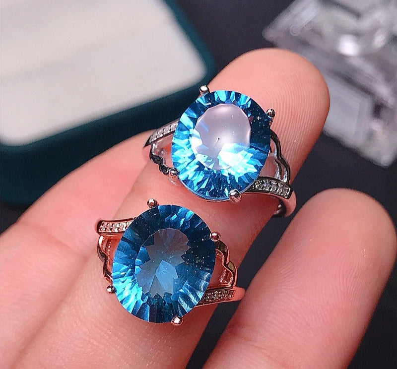 Natural Topaz women's ring London Blue Women's 5 carat 925 Sterling Silver