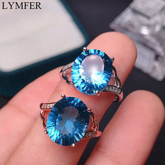 Natural Topaz women's ring London Blue Women's 5 carat 925 Sterling Silver