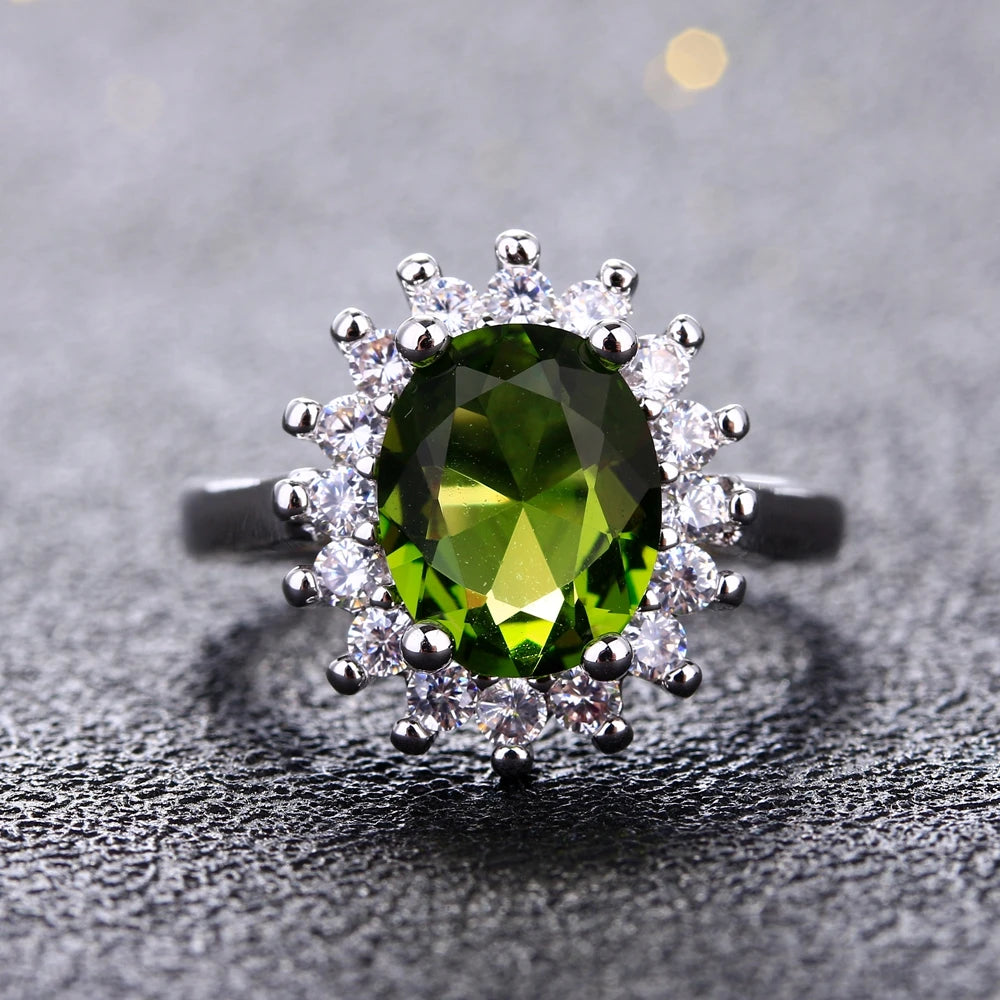 Vintage Peridot and Zircon Ring