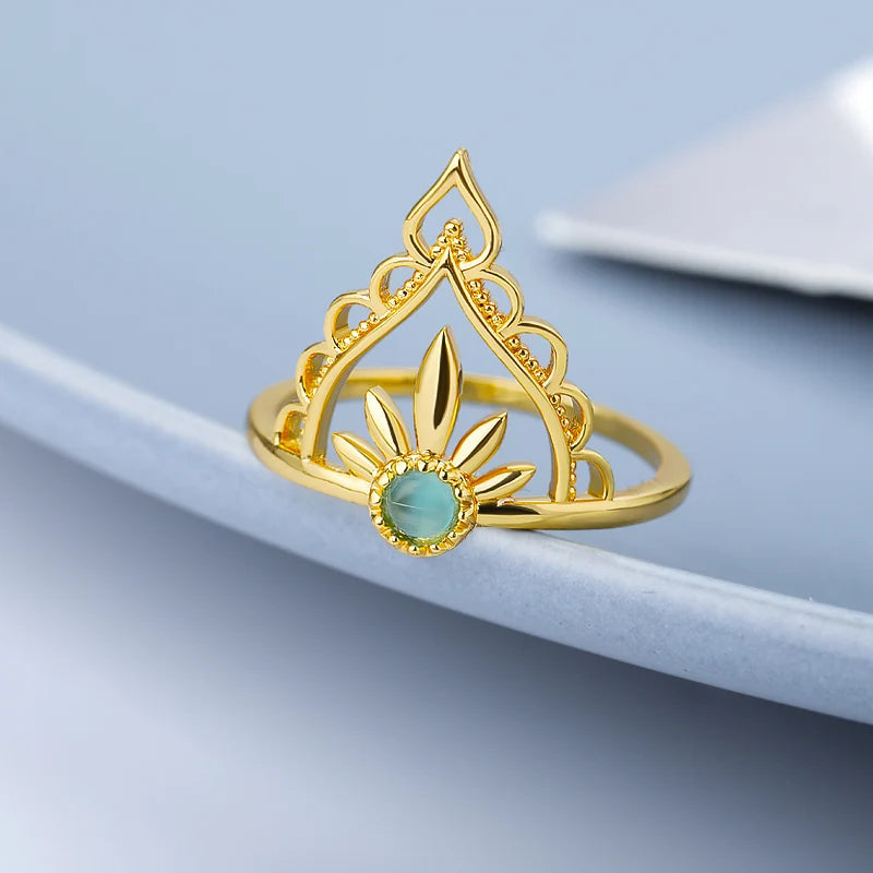 Delicate Crown Blue Opal Ring