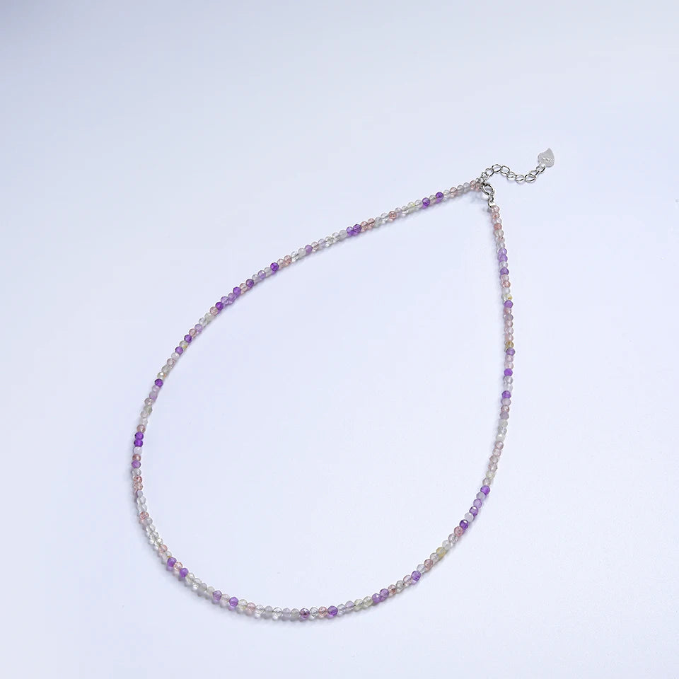 Natural Stone Necklace Spinel/Lapis Lazul/Amazonite/Amethy/Tourmaline/Amethyst  Ketting 2MM Silver 925 Jewelry for Collier Femme