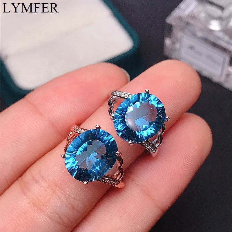Natural Topaz women's ring London Blue Women's 5 carat 925 Sterling Silver