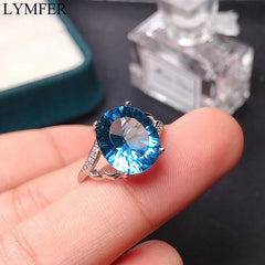 Natural Topaz women's ring London Blue Women's 5 carat 925 Sterling Silver