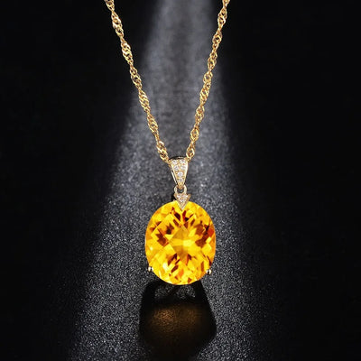 Luxury Silver S925 Pendant Necklace For Women Fine Jewelry Yellow Citrine Chain Wedding Engagement Party Valentine gift