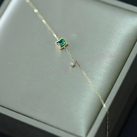Japanese Simple Emerald Crystal Chain Bracelet