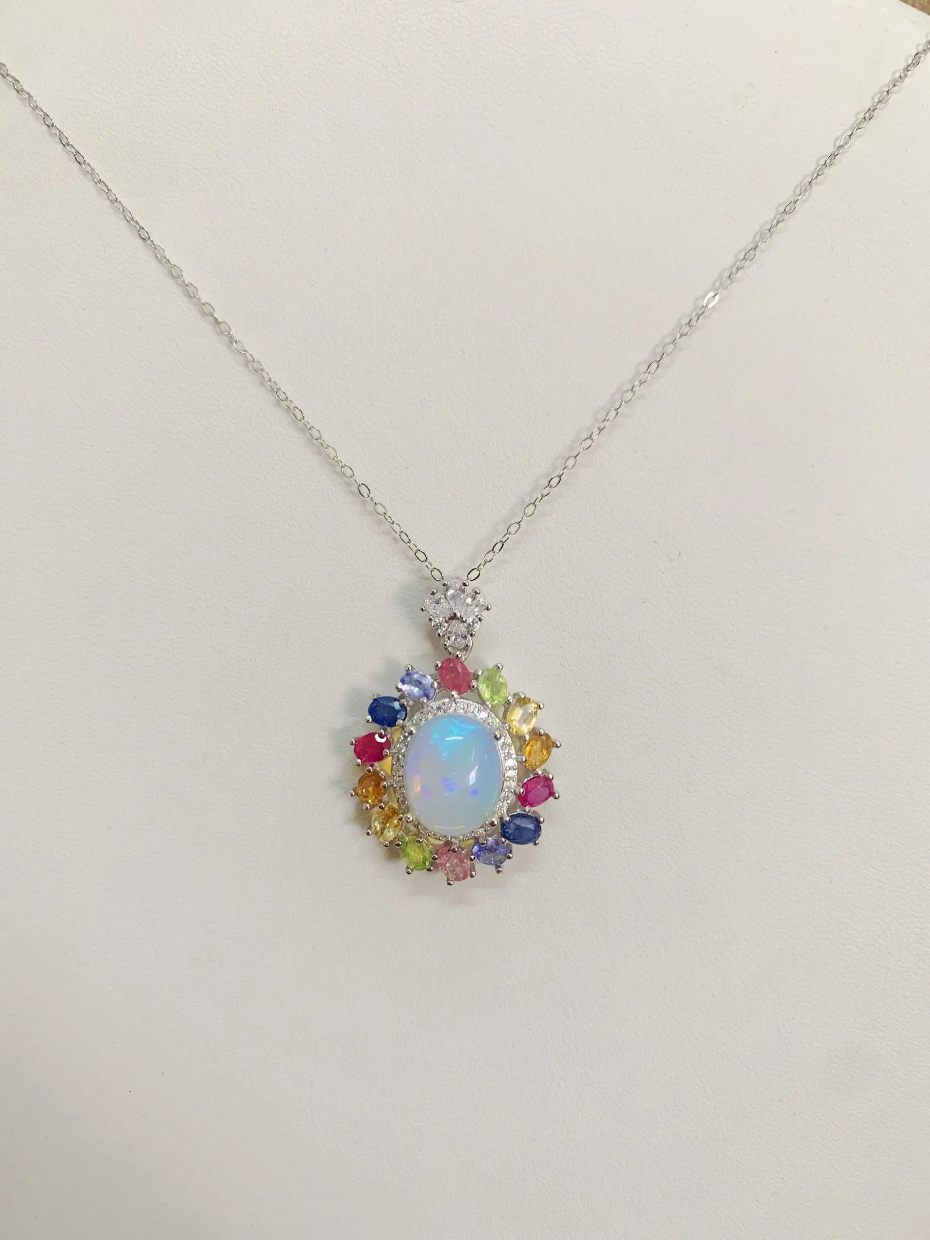 ZECAA 925 White Opal Fine Jewelry Pendant With Natural White Opal Gemstone 10*12mm Lady S925 Silver White Opal Pendant For Girl
