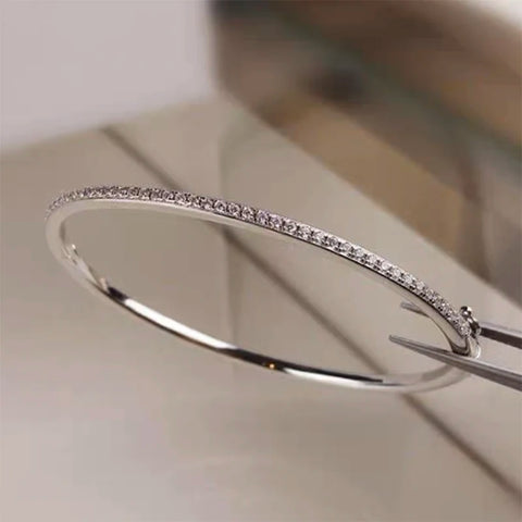 925 Sterling Silver Gold Bangle with Zircon