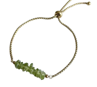 Ruberthen New Design Raw Peridot Adjustable Chain Bracelet Womens Crystal Healing Intention Bracelet