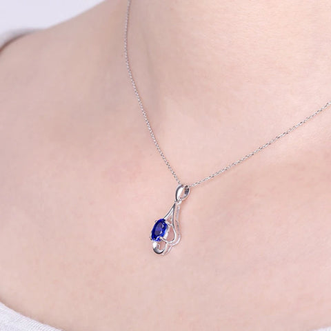 Retro 925 Silver Oval Ruby Gemstone Pendant for Women
