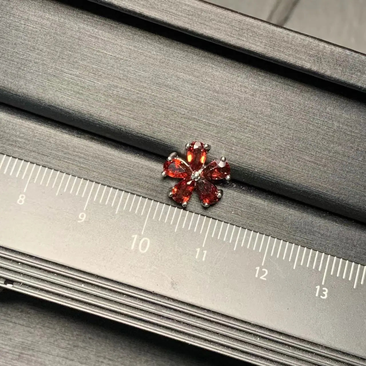 Garnet Petal Stud Earrings in Gold-Toned Setting