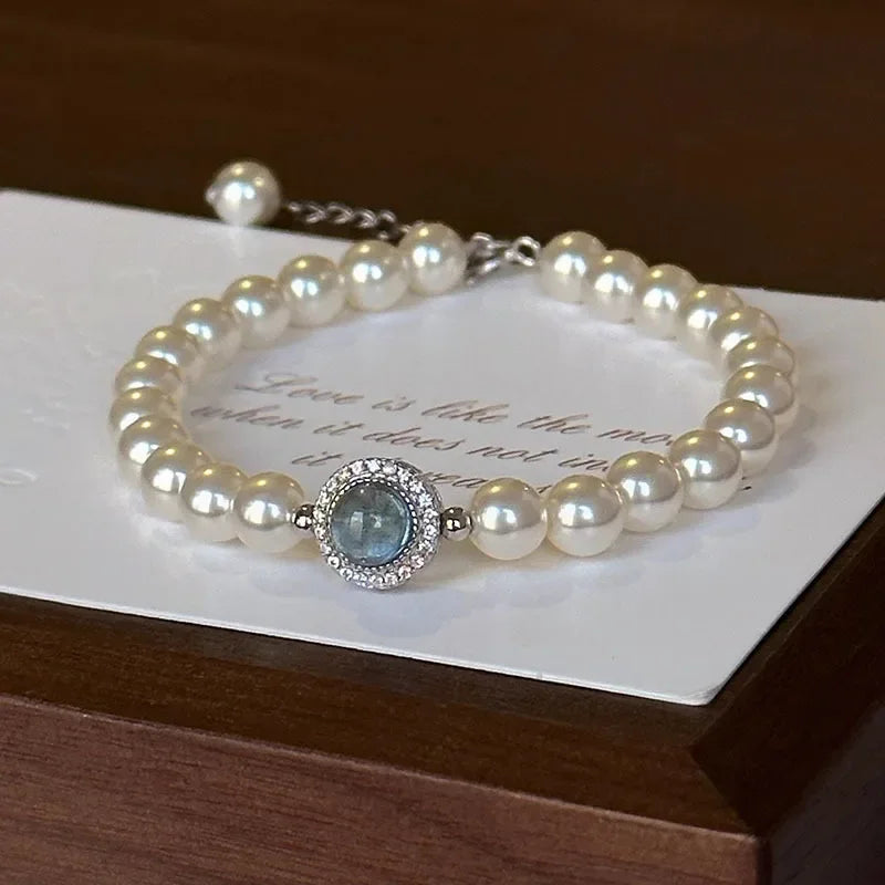 New 925 Sterling Silver Bracelet Pearls Knots Bracelet for Women Fashion Heart Pearls Bracelet  Luxury Jewelry Accessories Gift