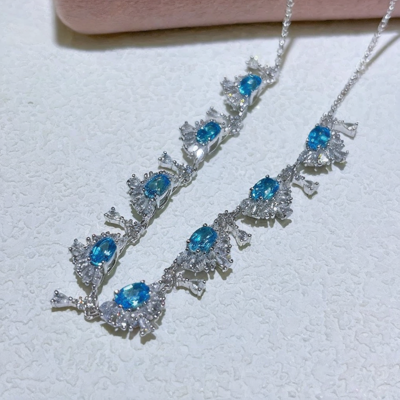 SACE GEMS S925 Sterling Silver Certified 4*6MM Natual Topaz Pendant Necklaces for Womne Engagement Cocktail Party Fine Jewelry