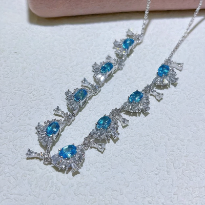 SACE GEMS S925 Sterling Silver Certified 4*6MM Natual Topaz Pendant Necklaces for Womne Engagement Cocktail Party Fine Jewelry