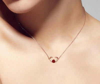 Unique Rose Gold Garnet Heart Necklace for Women
