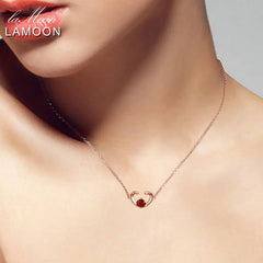 Natural Red Garnet Necklaces For Women Unique Sweet Heart Gemstone Pendant 925 Silver Rose Gold Vermeil Fine Jewelry Gift NI005