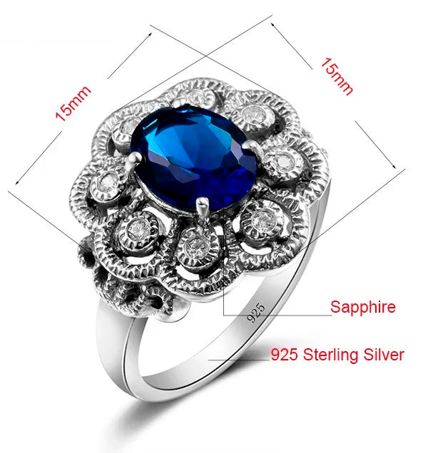 Szjinao 925 Sterling Silver Sapphire Ring Vintage Gemstone Ring For Woman Man Birthday Party Anniversary Gift Trend Fine Jewelry