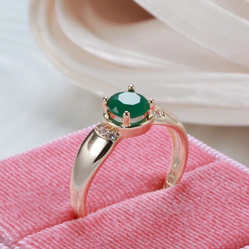 18K Multi Gold Ring for Women Natural 1 Carat Emerald with Diamond Jewelry Anillos De Bizuteria Anillos Mujer Gemstone Rings Box