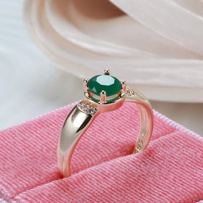 18K Multi Gold Ring for Women Natural 1 Carat Emerald with Diamond Jewelry Anillos De Bizuteria Anillos Mujer Gemstone Rings Box