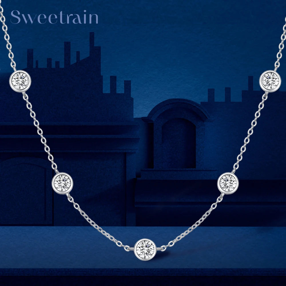 Moissanite Necklace Certified Original 18k Gold Plated 925 Silver Diamond Choker Chain for Women Jewelry GRA