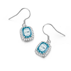 Vintage Aquamarine Earrings 925 Sterling Silver Gemstone Earring for Woman Designer Fine Jewelry Party Mother's Day Gift